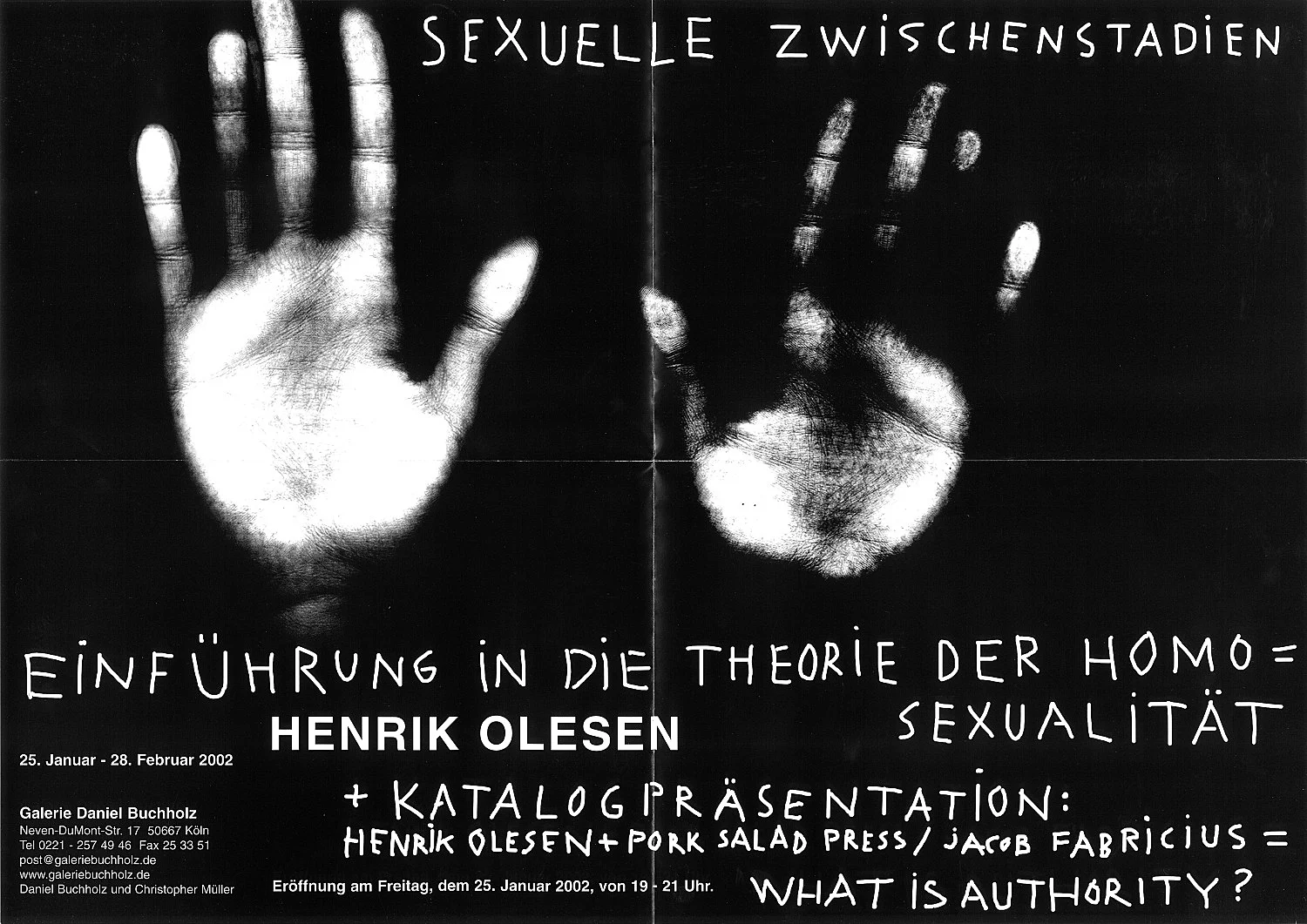 Sexuelle Zwischenstadien Einführung in die Theorie der Homosexualität — Henrik Olesen — Exhibitions — Galerie Buchholz — Image 01
