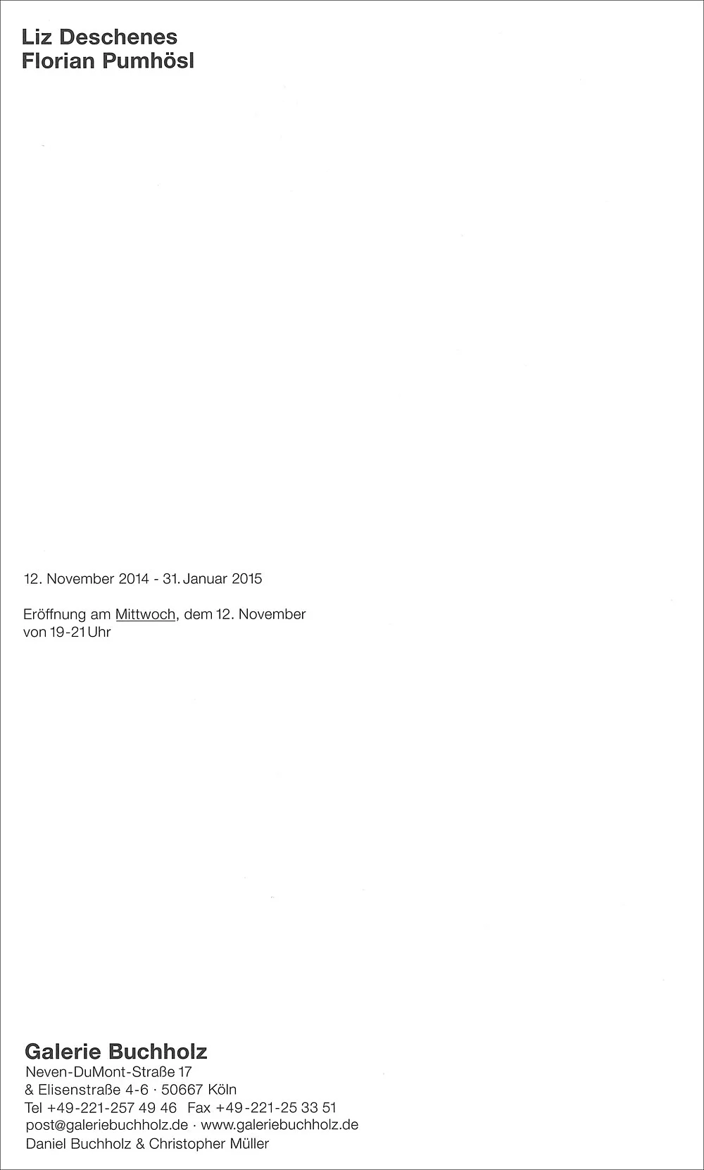 Liz Deschenes Florian Pumhösl Köln 2014 — Liz Deschenes Florian Pumhösl — Exhibitions — Galerie Buchholz — Image 01