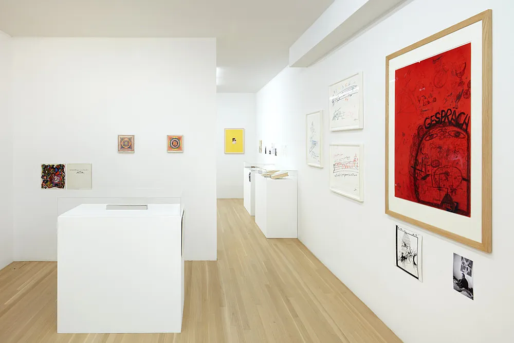 an exhibition organized by Diedrich Diederichsen amp Christopher Müller feat. Marcus Behmer, Stefan George, Rainer Werner Fassbinder, Hans Henny Jahnn, Lutz Bacher, Hans Kayser, Ludwig Gosewitz, Jordan Belson, Hapshash and the Coloured Coat, The Fool, Rogério Duarte, The Red KrayolaMayo Thompson, Walter de Maria, Sigmar Polke, Emil Schult, Isaac Abrams, John McCracken, Pedro Bell, Kai Althoff, Henrik Olesen, Öyvind Fahlström, Karlheinz Stockhausen, Sun Ra, Hartmut Geerken, Albert Oehlen, Jack Goldstein, Jutta Koether, Isa Genzken, Palermo, John Coltrane, Tony Conrad — Cosmic Communities Coming Out Into Outer Space Homofuturism, Applied Psychedelia amp Magic Connectivity — Exhibitions — Galerie Buchholz — Image 00