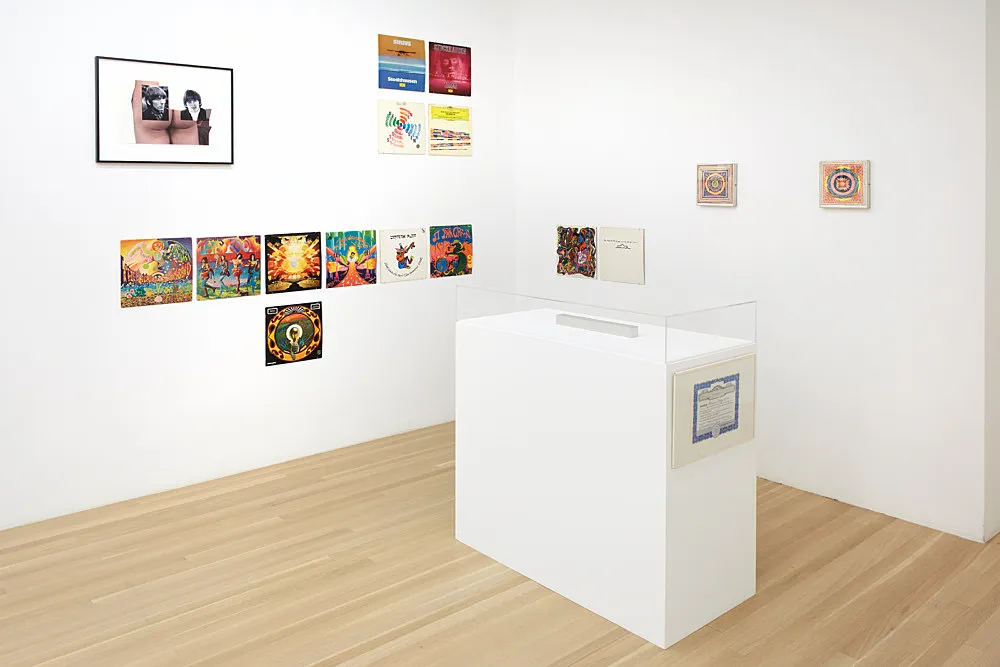 an exhibition organized by Diedrich Diederichsen amp Christopher Müller feat. Marcus Behmer, Stefan George, Rainer Werner Fassbinder, Hans Henny Jahnn, Lutz Bacher, Hans Kayser, Ludwig Gosewitz, Jordan Belson, Hapshash and the Coloured Coat, The Fool, Rogério Duarte, The Red KrayolaMayo Thompson, Walter de Maria, Sigmar Polke, Emil Schult, Isaac Abrams, John McCracken, Pedro Bell, Kai Althoff, Henrik Olesen, Öyvind Fahlström, Karlheinz Stockhausen, Sun Ra, Hartmut Geerken, Albert Oehlen, Jack Goldstein, Jutta Koether, Isa Genzken, Palermo, John Coltrane, Tony Conrad — Cosmic Communities Coming Out Into Outer Space Homofuturism, Applied Psychedelia amp Magic Connectivity — Exhibitions — Galerie Buchholz — Image 00