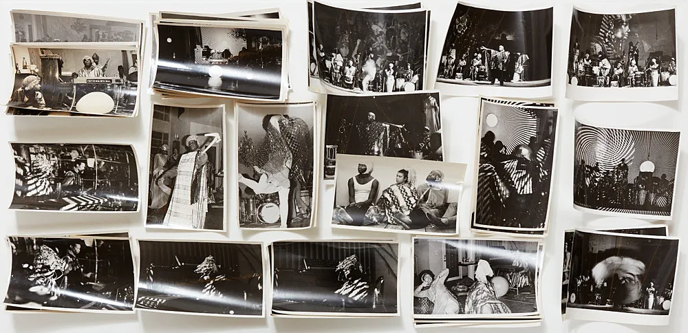 an exhibition organized by Diedrich Diederichsen amp Christopher Müller feat. Marcus Behmer, Stefan George, Rainer Werner Fassbinder, Hans Henny Jahnn, Lutz Bacher, Hans Kayser, Ludwig Gosewitz, Jordan Belson, Hapshash and the Coloured Coat, The Fool, Rogério Duarte, The Red KrayolaMayo Thompson, Walter de Maria, Sigmar Polke, Emil Schult, Isaac Abrams, John McCracken, Pedro Bell, Kai Althoff, Henrik Olesen, Öyvind Fahlström, Karlheinz Stockhausen, Sun Ra, Hartmut Geerken, Albert Oehlen, Jack Goldstein, Jutta Koether, Isa Genzken, Palermo, John Coltrane, Tony Conrad — Cosmic Communities Coming Out Into Outer Space Homofuturism, Applied Psychedelia amp Magic Connectivity — Exhibitions — Galerie Buchholz — Image 00