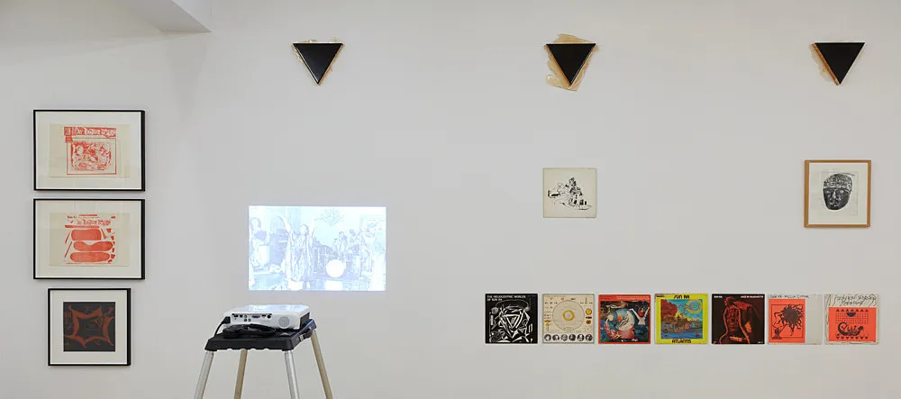 an exhibition organized by Diedrich Diederichsen amp Christopher Müller feat. Marcus Behmer, Stefan George, Rainer Werner Fassbinder, Hans Henny Jahnn, Lutz Bacher, Hans Kayser, Ludwig Gosewitz, Jordan Belson, Hapshash and the Coloured Coat, The Fool, Rogério Duarte, The Red KrayolaMayo Thompson, Walter de Maria, Sigmar Polke, Emil Schult, Isaac Abrams, John McCracken, Pedro Bell, Kai Althoff, Henrik Olesen, Öyvind Fahlström, Karlheinz Stockhausen, Sun Ra, Hartmut Geerken, Albert Oehlen, Jack Goldstein, Jutta Koether, Isa Genzken, Palermo, John Coltrane, Tony Conrad — Cosmic Communities Coming Out Into Outer Space Homofuturism, Applied Psychedelia amp Magic Connectivity — Exhibitions — Galerie Buchholz — Image 00