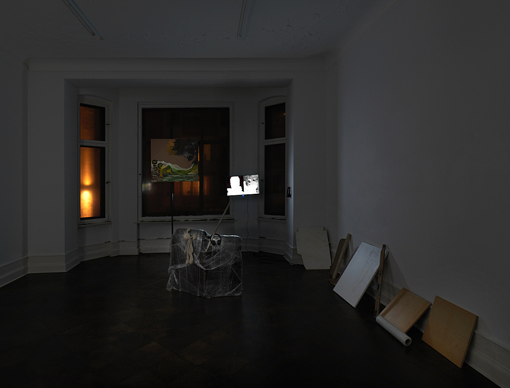 Klein & Josiane M.H. Pozi – Untitled, 2021 installation, mixed media dimensions variable screening 3 films installation view Galerie Buchholz, Berlin 2021